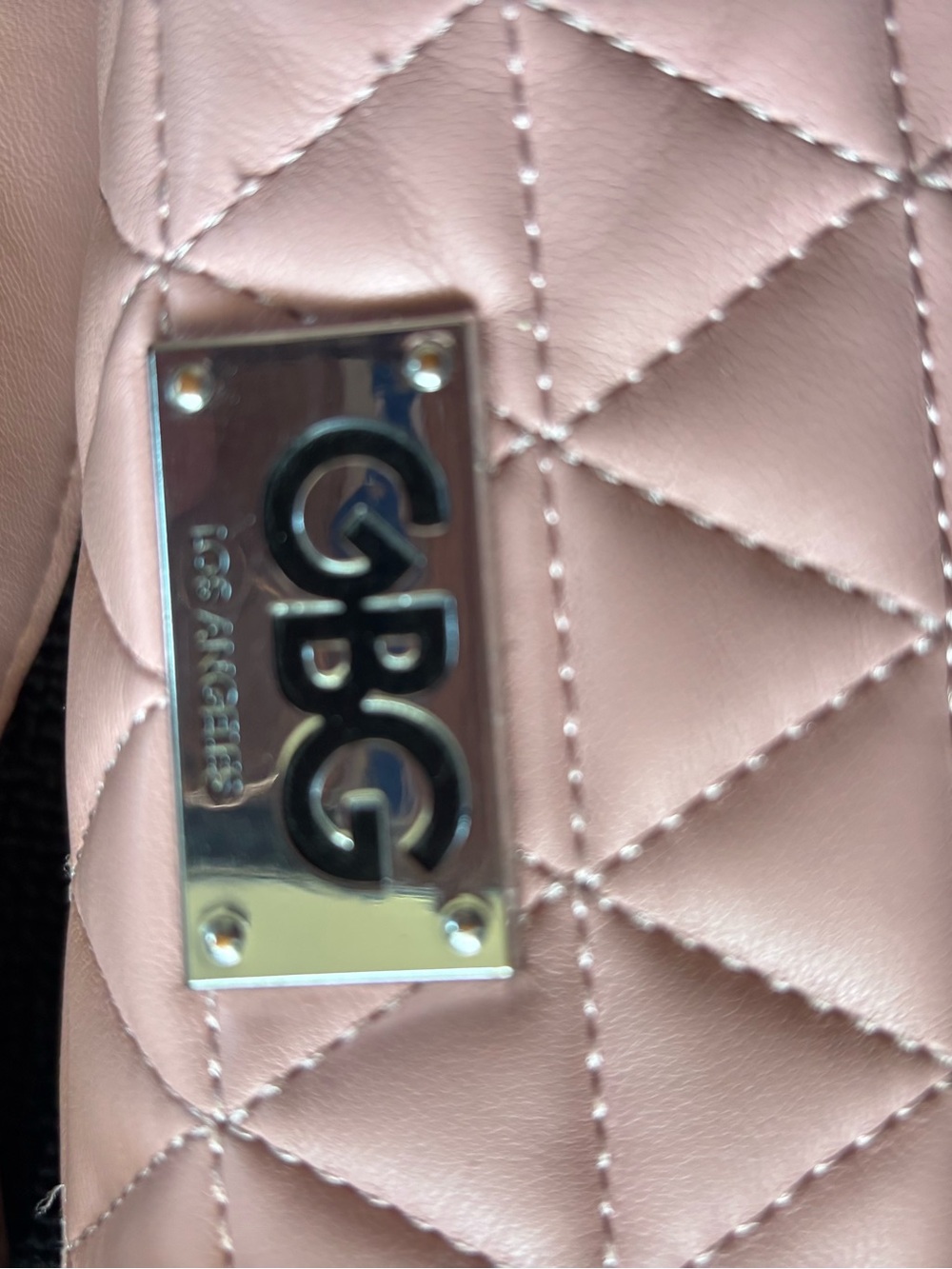 G by Guess Quilted Blush Pink Shoulder Bag with Metal Logo Plate